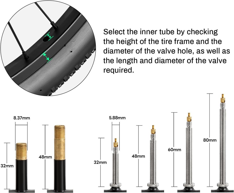 Road Bike Tire Tube 700x25c Schrader Tube 26 Inch Bike Tube 2-PCS
