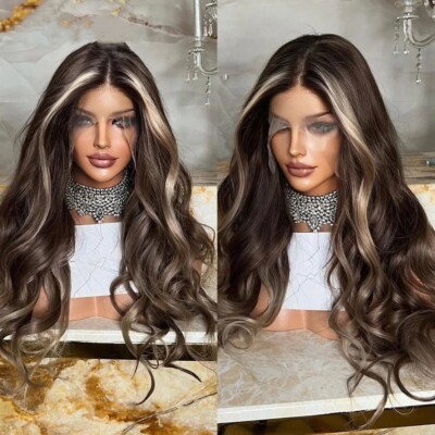Highlight Brown Blonde Human Hair Wig 180% Density Body Wave  display picture 1