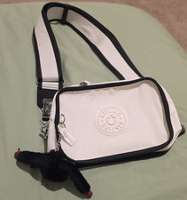Kipling White/Black Solid Crossbody Bag, Zip ...