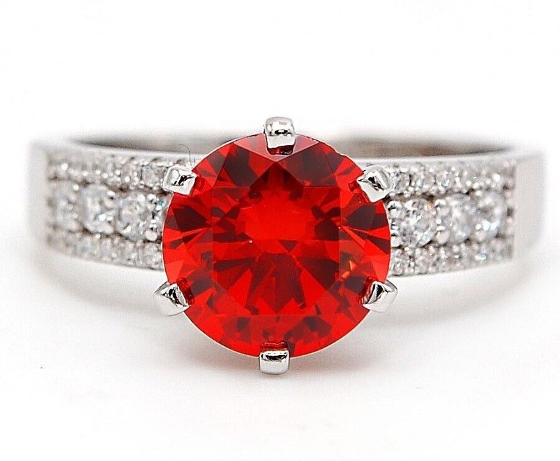  3CT Fire Garnet 925 Solid Sterling Silver Ring Jewelry Sz 7 &6-7
