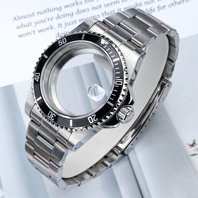 Aviator SUB Watch Case 39mm+Oyster Bracelet Sapphire Steel For SII NH35 Movement