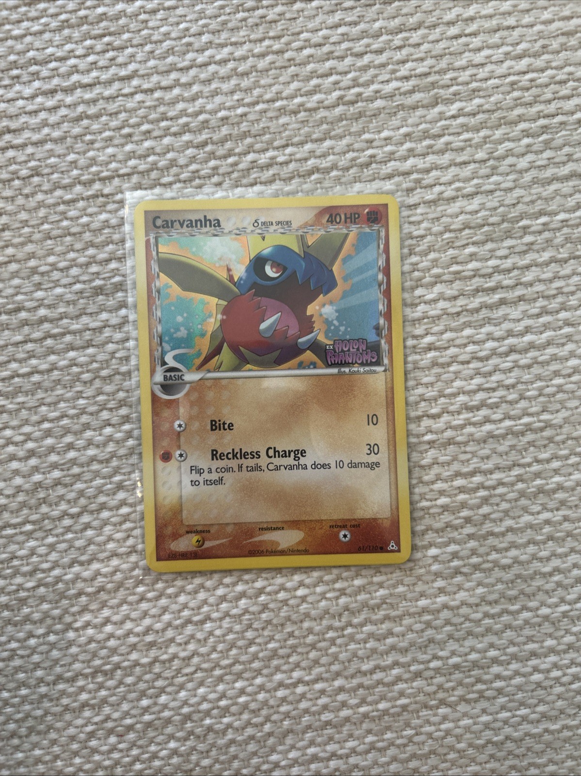 Pokemon Carvanha 61/110 Reverse Holo Rare Stamped EX-NM - EX Holon Phantoms