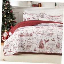 Christmas Quilt Set King Size, Christmas Holiday Decorations King 106"x96" 