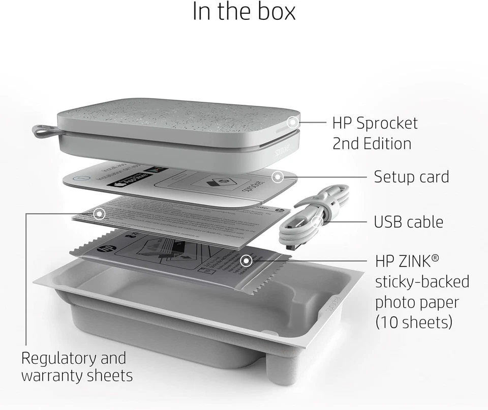 HP HPISPW Sprocket Portable Photo Printer (Luna Pearl) Instantly Prints ZINK 2 x - Bild 2 von 4