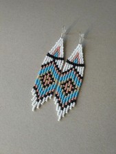 Tribal Earrings Native Large Boho American Seed Beads Handmade Earring