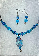 Artisan Necklace & Earrings set Featuring Handmade Lampwork Glass Beads