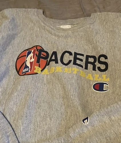 INDIANA PACERS Basketball CHAMPION Reverse Weave VINTAGE Gray XL Sweatshirt NBA