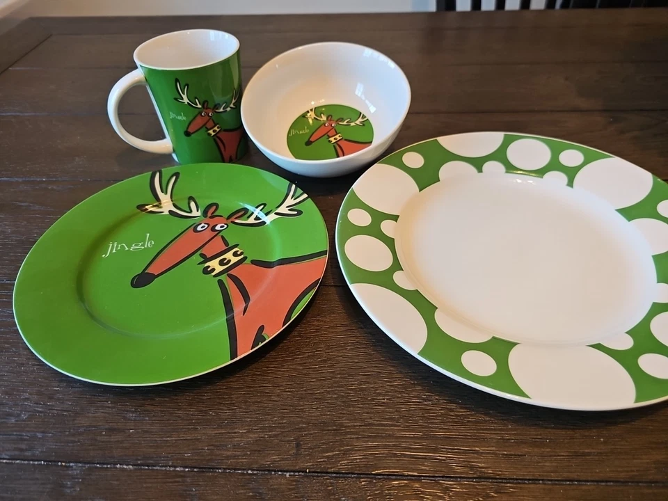 Juego de vajilla de Navidad Gibson Max & Lucy de gres Jingle Reindeer de 16 piezas NUEVO Foto 2 de 4