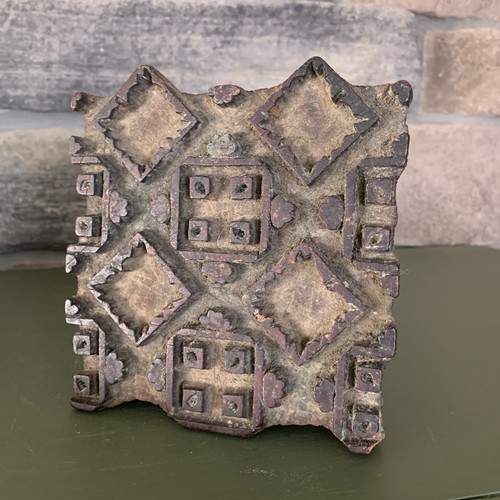Antique Hand Carved Wood Block Print 5.5" Pattern Fabric paper art decor