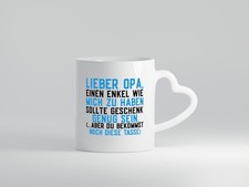 Einen Enkel wie mich zu haben | Opa | Großvater | Smiley - Herz Tasse Weiß