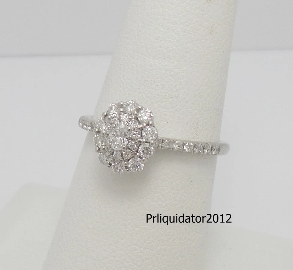 1/2CT Natural Diamond Halo Engagement Wedding Bridal Ring 14K White Gold Band - Image 3 of 4