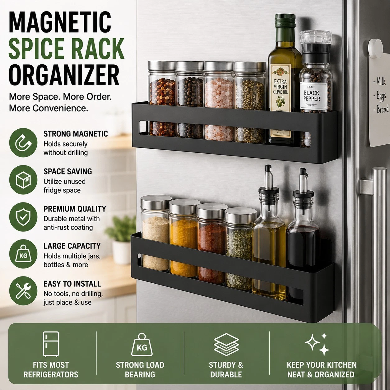 Magnetic Spice Rack Organizer forRefrigerator,Space Saving Kitchen Storage shelf
Opens in a new wind