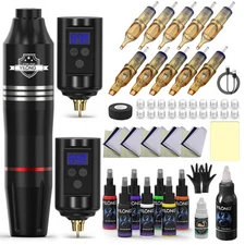 Wireless Tattoo Kit Complete for Beginners Pen Machine with Power Supply Needles