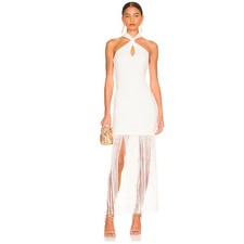 Alice + Olivia Steph Twist Neck Fringe Dress Size 6