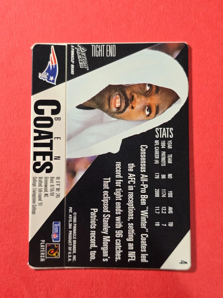 1995 Action Packed #4 Ben Coates, cd1 - Image 2 of 3