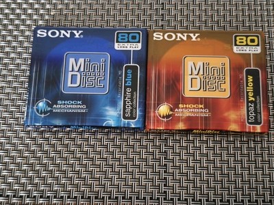 MD SONY MDW-80 LongPlay TOPAZ YELLOW ,sahire blue BLANK Extra Long Play .