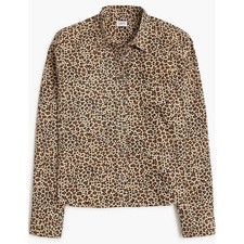 J.Crew Leopard Print Button Up Shirt CI762 Cashew Rustic Canoe Women Large L