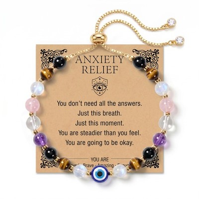 Evil Eye Bracelet for Inner Calm Natural Gemstone Crystal Bracelet Evil Eye C...