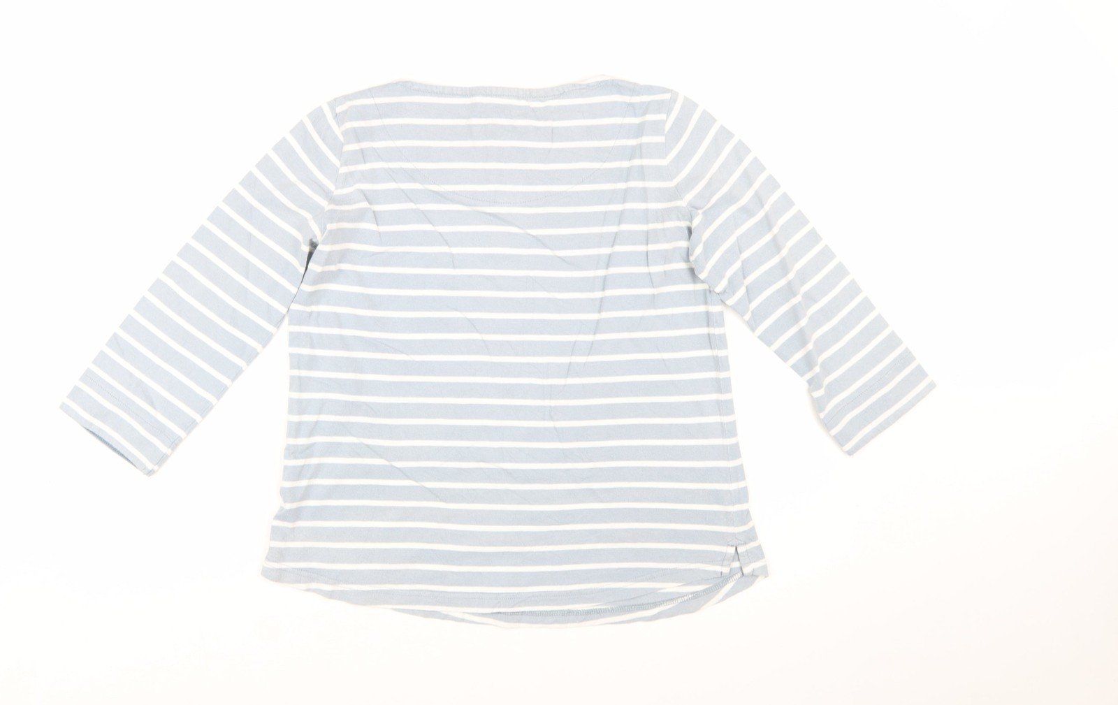 Mistral Womens Basic T-Shirt Size 12 Blue Striped Scoop Neck 3/4 Sleeve Casual image 4