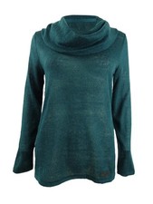 DKNY Women's Cowlneck Sweater XS, Cyan 