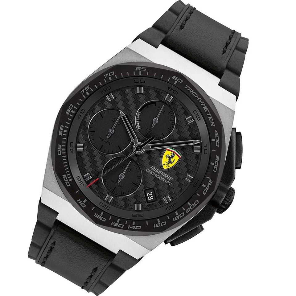 Scuderia Ferrari Aspire Black Leather & Silicone Men's Chrono Watch - 830868 - image 2 of 4