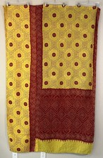 Kantha Quilt Vintage Saree Reversible Blanket 56x83 Purple Yellow Butterfly
