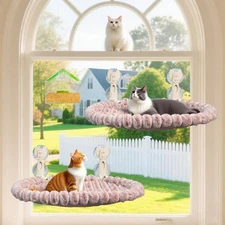 2-Pack Cat Window Perch & Hammock with Free Bird Feeder - Exquisite Soft Wool