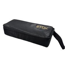 TDK 15 Cassette Tape Holder Carrying Case Vintage Black Zipper Storage