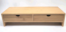Sturdy Bamboo Wood Monitor Stand Riser w/ Drawer - Desk Storage Organizer