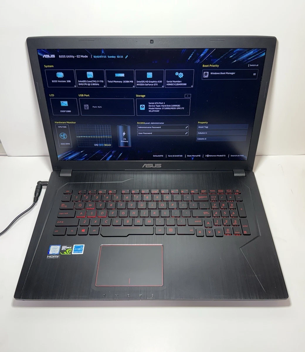 ASUS Intel Core i7 7th Gen. PC Laptops & Netbooks 15-15.9 in