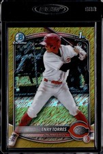 (6941) Enry Torres #/50 2025 Bowman Chrome Prospects Gold Shimmer RC Reds