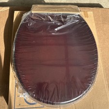 Jones Stephens C2B1R16BN Premium Mahogany Wood Round Toilet Seat -Piano Finish