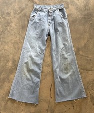 Vintage 70s Unbranded Bell Bottom Imported Jeans 100 Cotton Women's Size 2