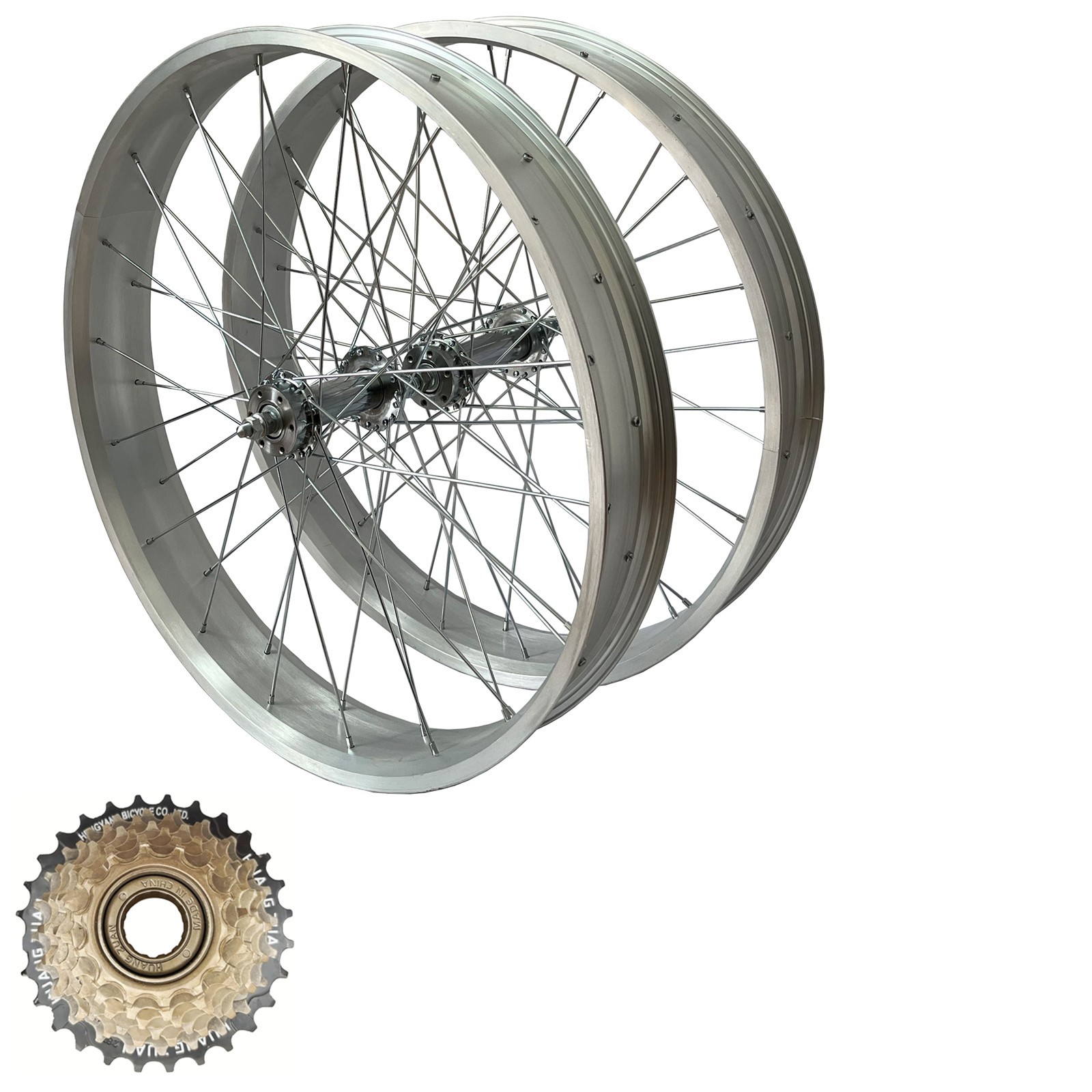 26" Bicycle 4.0" Fat Tire Wheelset, Heavy Duty 12G Wheel & 7