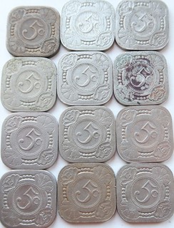 Vierkante Nikkelen Stuiver 1929 Lot van 12 Stuks