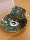Elizabethan Fine Bone China Tea Cup & Saucer Dark Green Gold Trim Purple Rose — photo 5