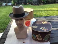 Vintage EXCELLENT 40S Borsalino Gray Homburg-Bowler Beaver -7