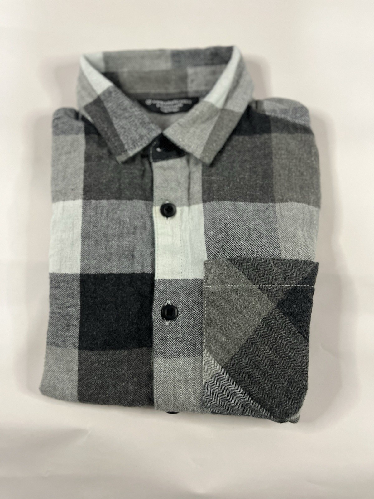 Boys Grey Checkered Pattern Long Sleeve Shirt Ages 8-9 Years. New Without Tags.