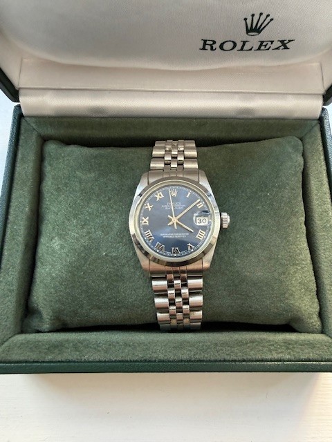 Rolex Oyster Perpetual Datejust 31 68240 Blue Roman Dial 1996 Box & Papers