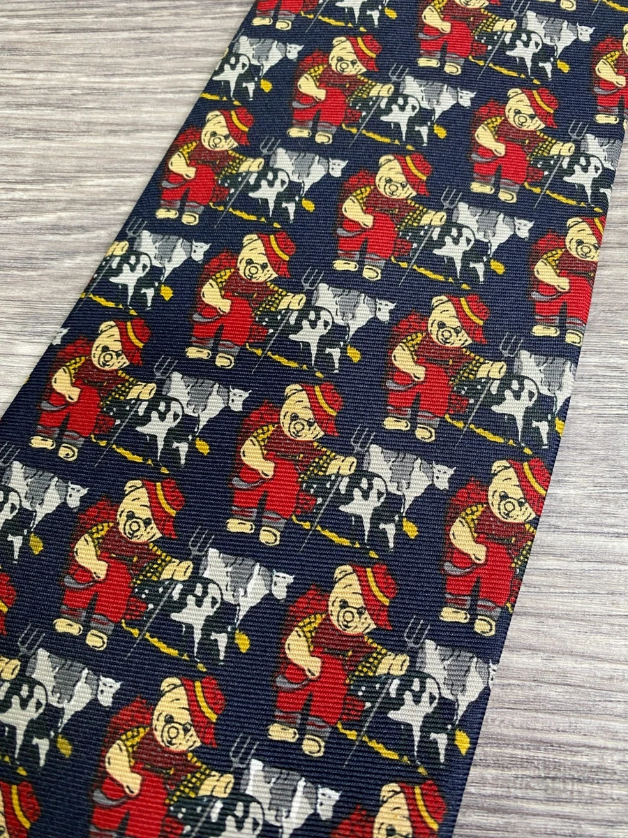 Diamond Silks Tie Navy Teddy Bear Cow Novelty Print Funky Grandpa Formal Casual