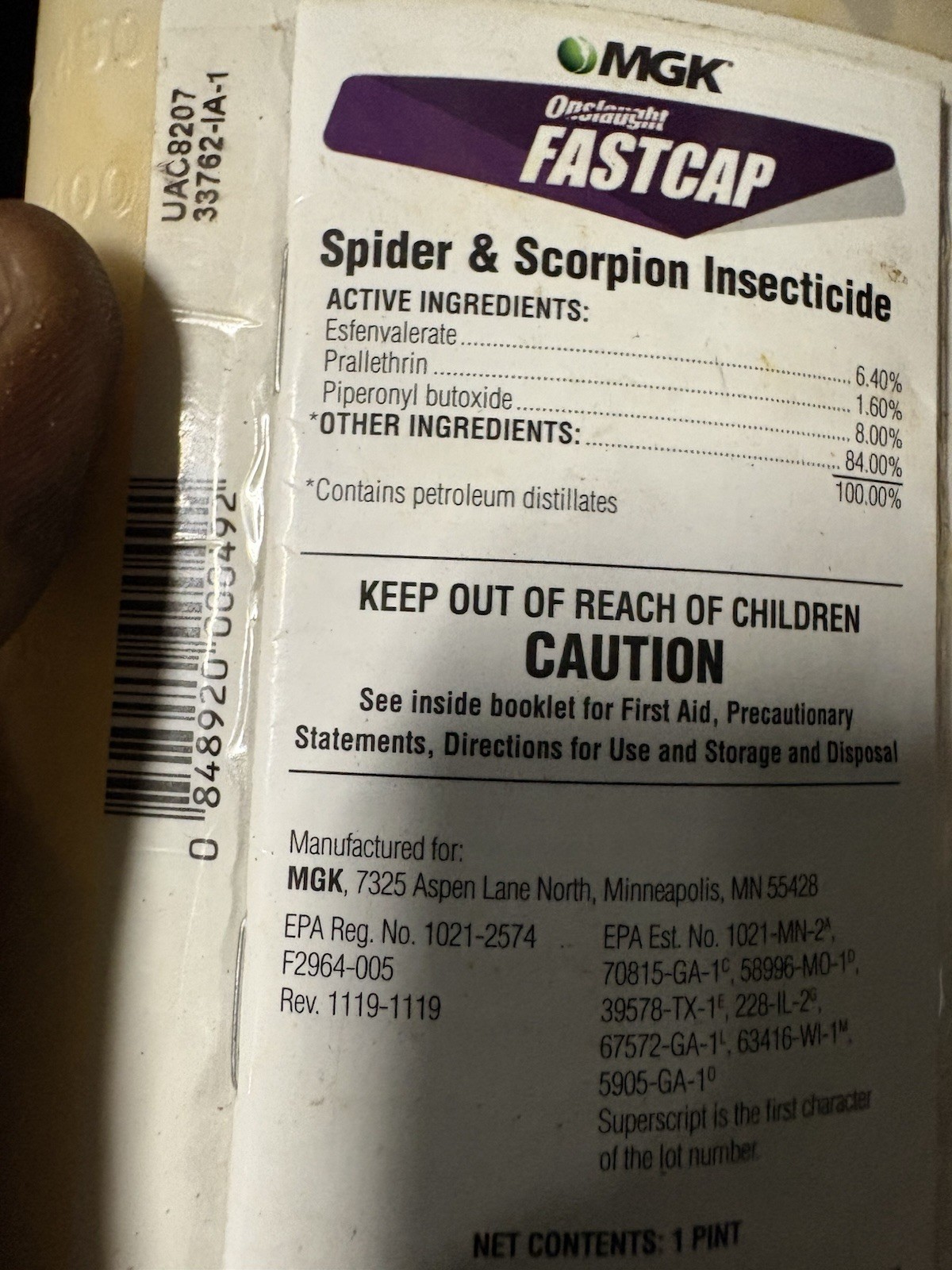 MGK Onslaught Fastcap Liquid Insecticide 1 Pint Spider Scorpion Indoor/Outdoor
