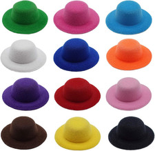 12 Color Mini Formal Hats 2.3 Inch Miniature Craft Hats for DIY Decor Doll Makin