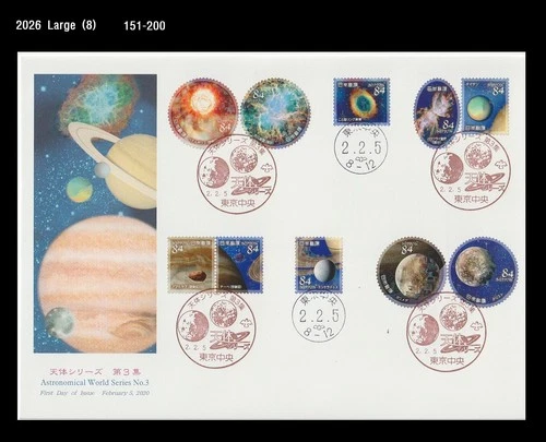 Space,Astronomy,Solar System,Japan 2020 FDC,Cover,Jupiter,Saturn