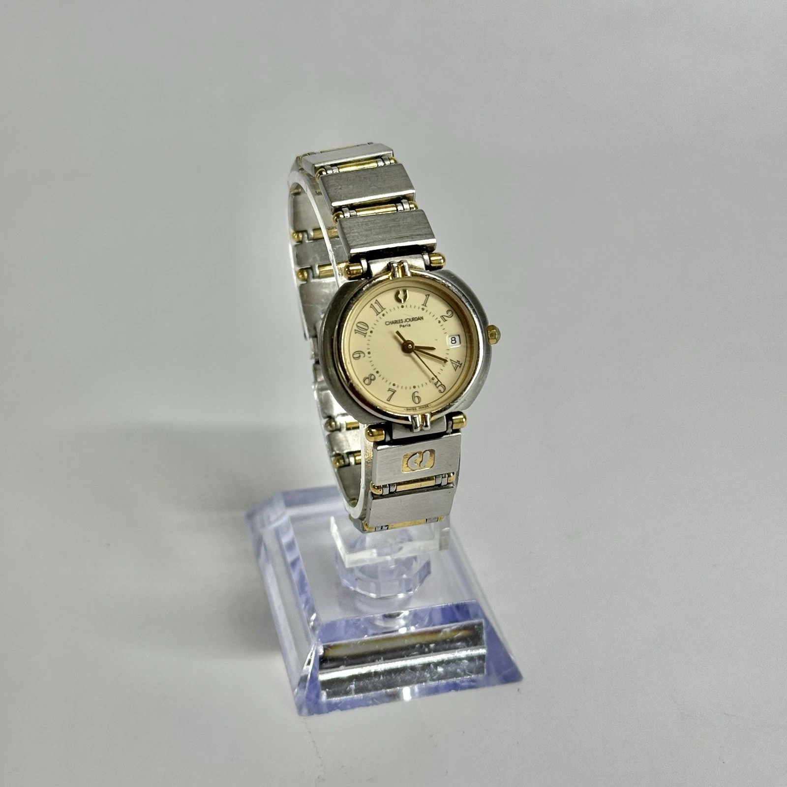 CHARLES JOURDAN Analog Quartz Silver Tone Women Vintage Watch W573 *WORKING