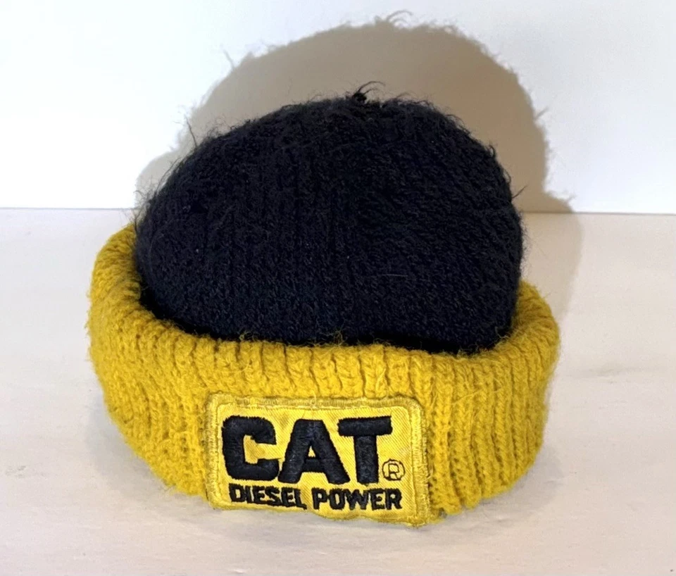 Gorra Medias CAT De Colección Oruga Diesel Tejido Eléctrico Grueso Parche Logo Sombrero Foto 4 de 4