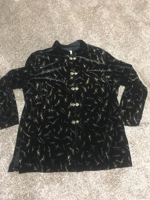 J.B.S . Ltd. Top Velvet Black With Gold Sz 3X