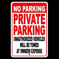 No Parking Private Parking Other Vehicles Towed At Owners Expense Sign SNP009