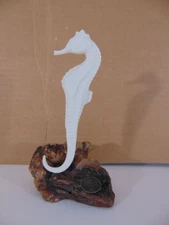 John Perry Sea Life Seahorse sculpture on Burl Wood base w/ JP medallion EUC