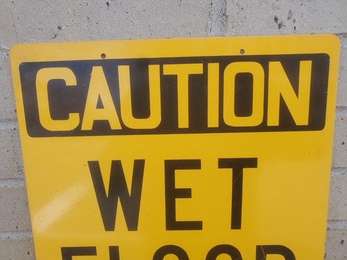 12" X 12" Metal Sign Caution Wet Floor Yellow & Black #2 - Picture 2 of 10