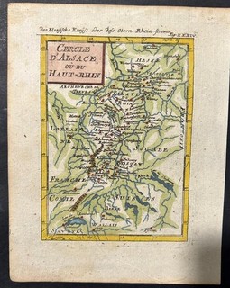 ALSACE FRANCE 1685ca MALLET UNUSUAL ANTIQUE ORIGINAL COPPER ENGRAVED MAP
